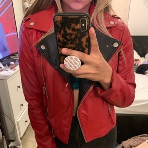 Red & black leather jacket
